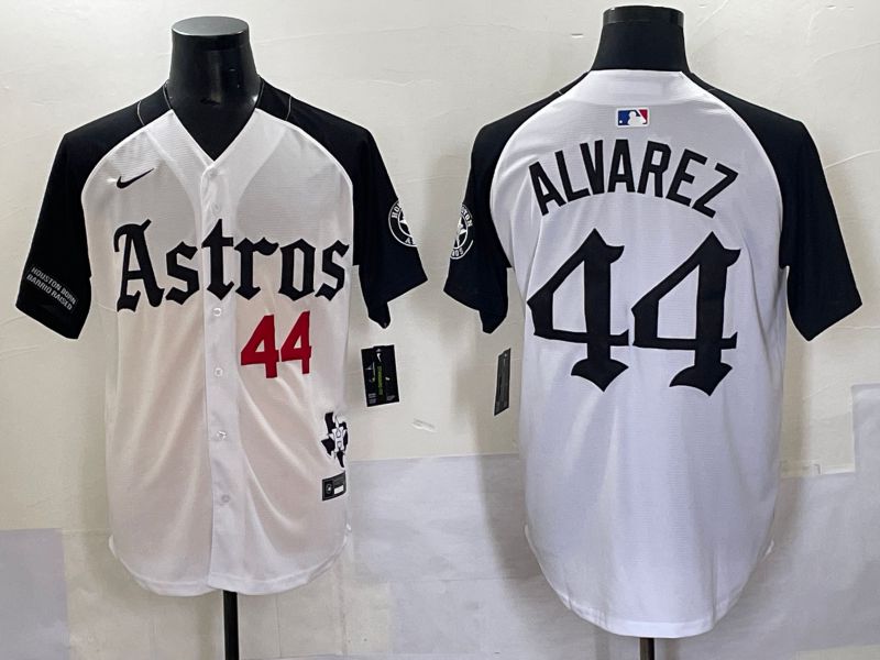 Men 2025 Houston Astros 44 Alvarez White Black Five generations Joint Name Nike MLB Jersey style 3